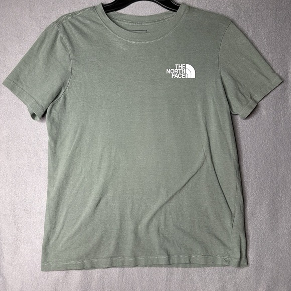 The North Face Shirt Women Small Green Spellout Block Graphic Hike Camp Outdoors - Picture 2 of 8